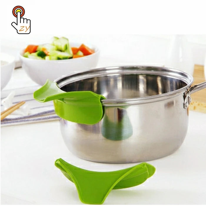 New Kitchen Gadgets Silicone Funnel for Soup Oil Water Deflector Pour Spout Slip on Pour Soup Spout Funnel Kitchen Gadget
