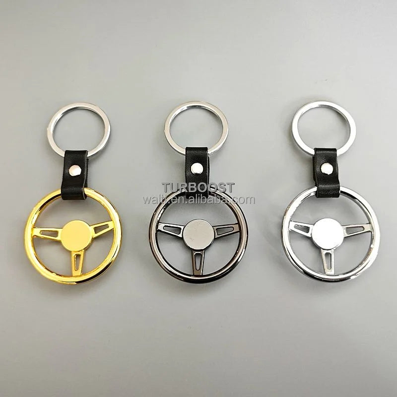 Round Steering Wheel Keychain | Classic Car Wheel Keyring | Customization LOGO