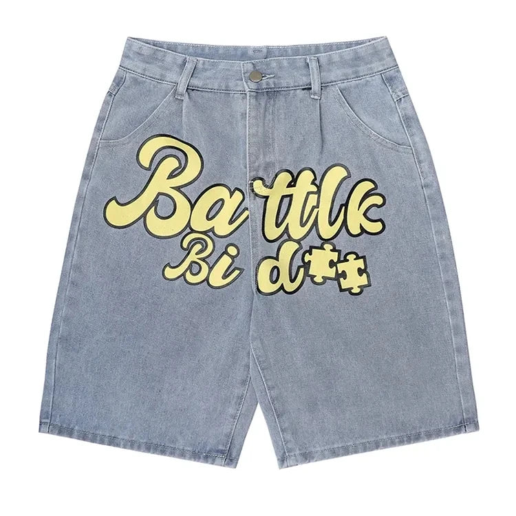 ZY Custom Summer Men Jorts High Quality Printing Men Jean Shorts 100% Cotton Light Blue Ripped Denim Shorts for Men