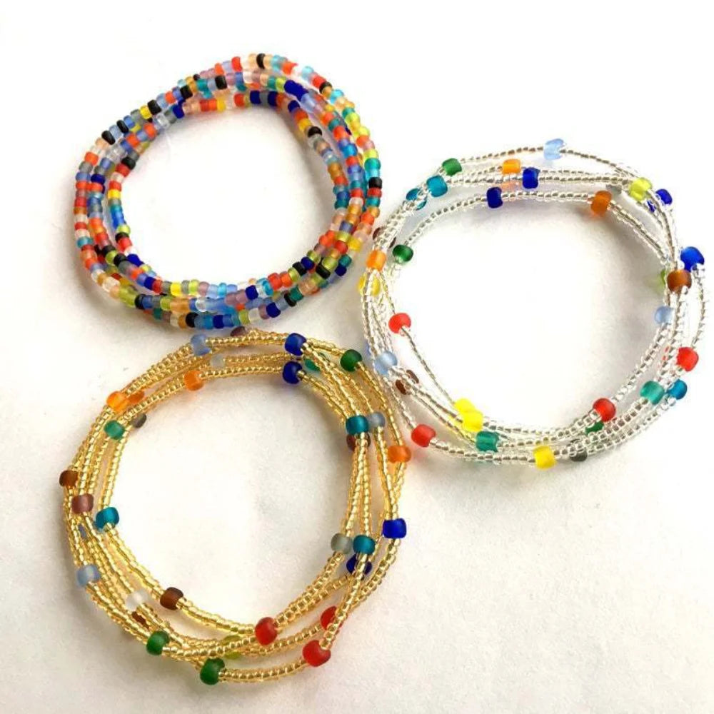 Handmade Stretchy Glass Seed Beads Waist Belly Chain 3pcs a Set for Women Elastic Cord 80cm Body Jewelry