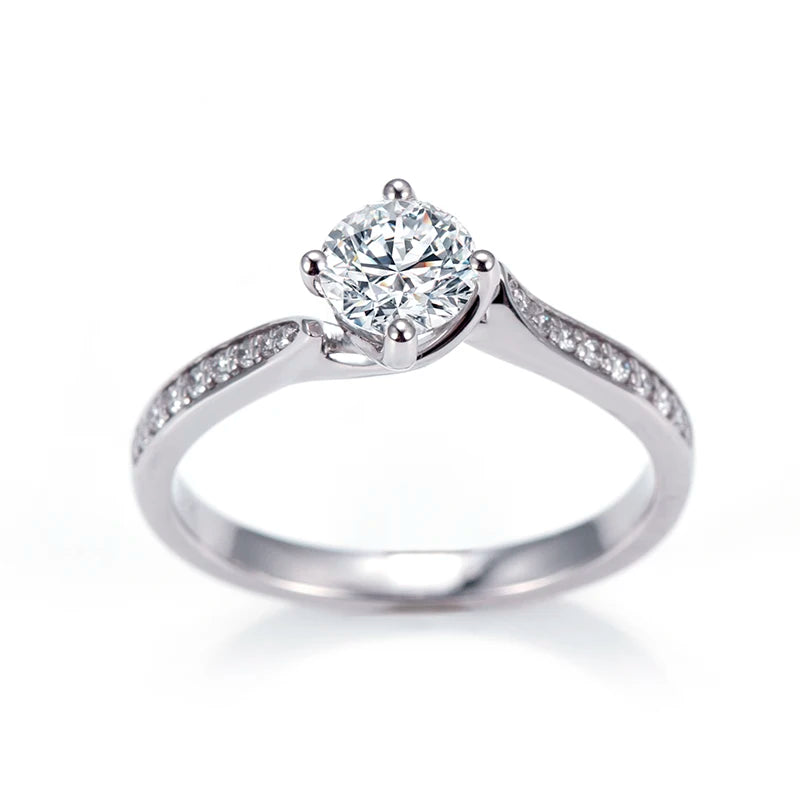 MSR-1174 18K Gold Wedding Engagement Rings 0.5ct D VVS2 Round Shape Lab Grown Diamond Ring