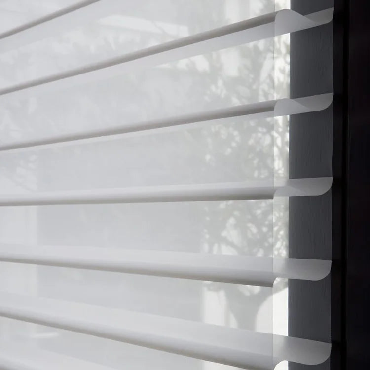 Smart Wifi Electric Shangri La Blind Automatic Triple Roller Sheer Curtain Battery Motorized Silhouette Shade Shangri-La Blinds