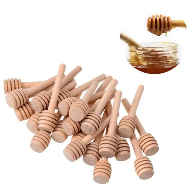 ESTICK 6 oz Hexagonal Wood Honey Dipper Natural Wood Mason Jar Spice and Soy Sauce Dish with Wooden Dipper