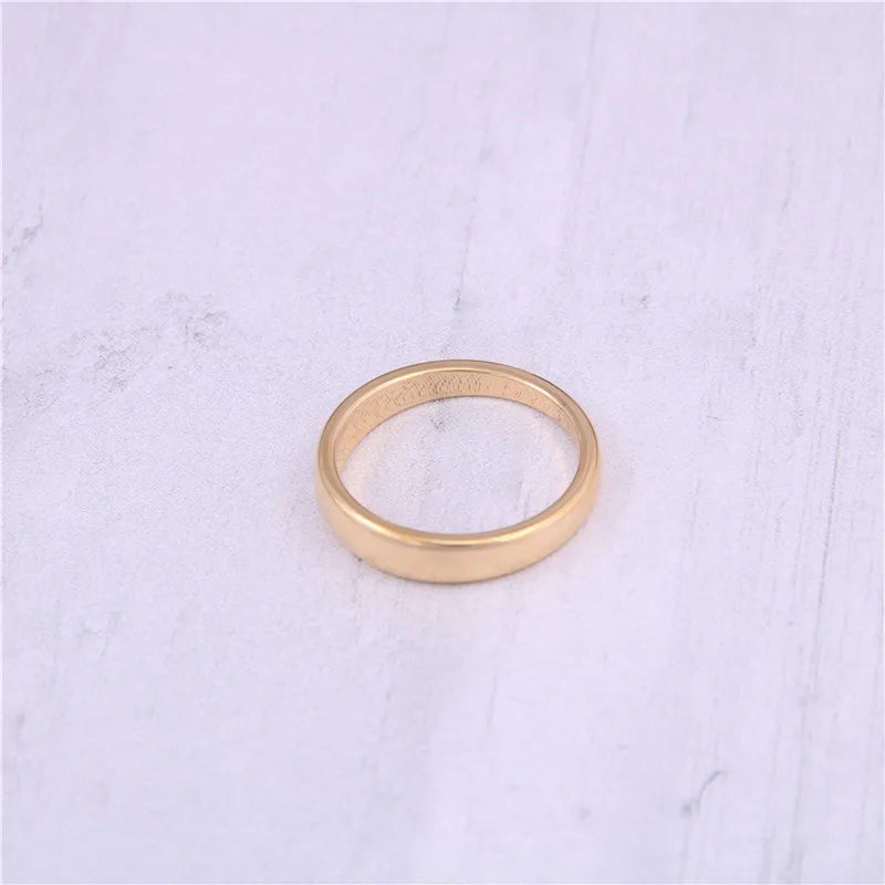 High End 18K Plain Gold Gradient Smooth Rings Stainless Steel Trendy Simple Gold Plated Jewelry