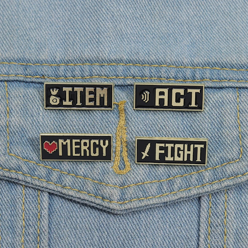 Black Text Frame Enamel Brooch Fashion Clothing Accessories Slogan Backpack Badge Gift