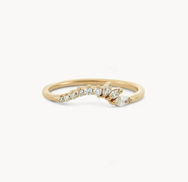 Minimalist 18K Gold Plated Marquis White Cubic Zircon Brilliant 925 Sterling Silver Stacking Rings