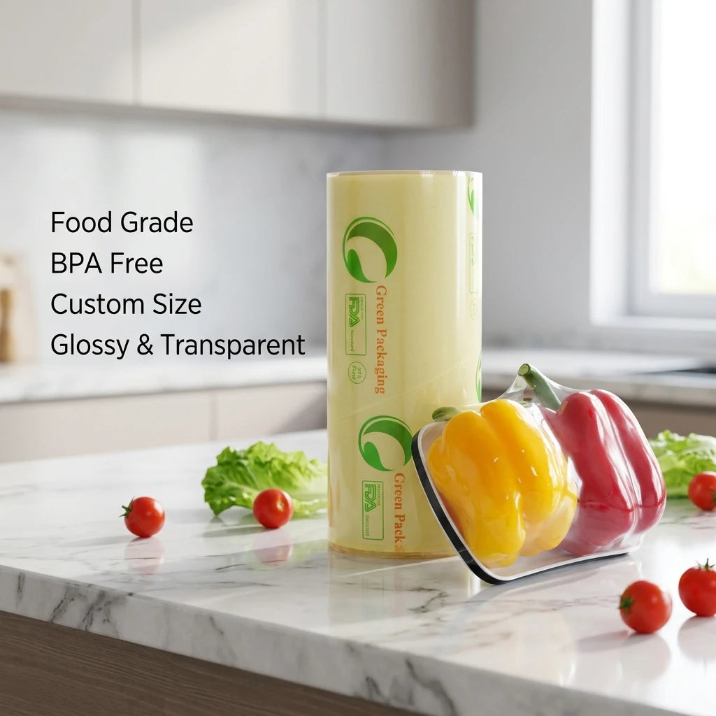 Custom Logo Printed PVC Plastic Wrap Food Stretch Cling Film Jumbo Roll