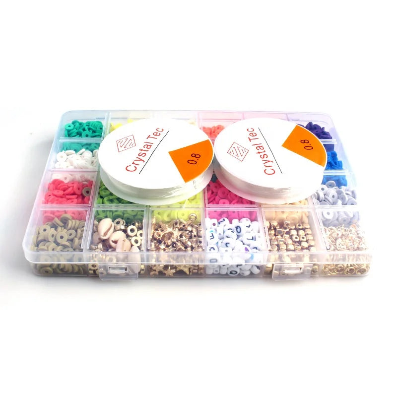 4800 Pcs Clay Flat Round Spacer Beads for Jewelry Making Bracelets Necklace DIY Craft Kit with Pendant and Jump Rings