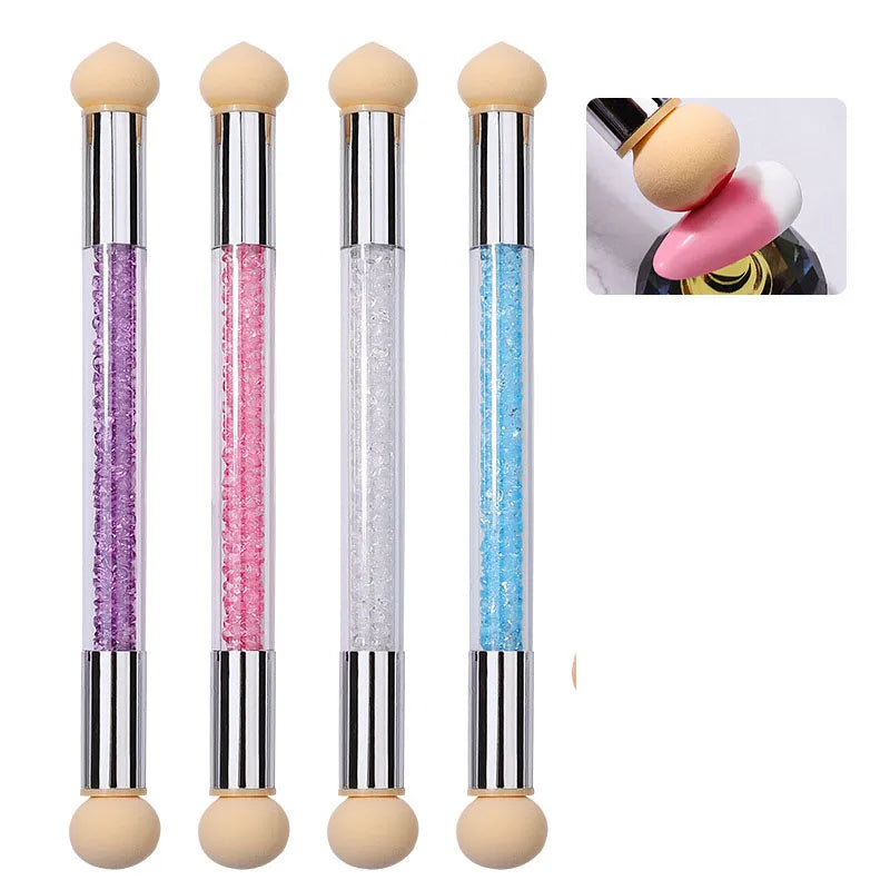 OEM & ODM Double-Head Gradient Nail Art Brushes with 4 Replaceable Sponge Heads Resin Handle Painting Gradient Shading Pen