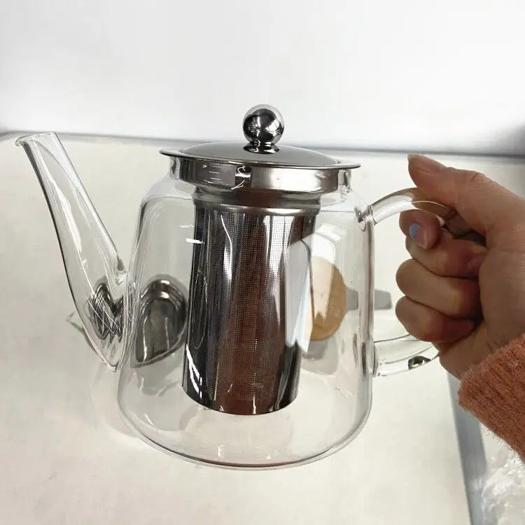 700ml Heat Resistant Stove Top Safe Herbal Tea Maker Glass Tea Pot with Stainless Steel Infuser