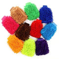 Custom Logo Microfiber Chenille Car Detailing Mitt Solid Pattern Auto Wash Gloves