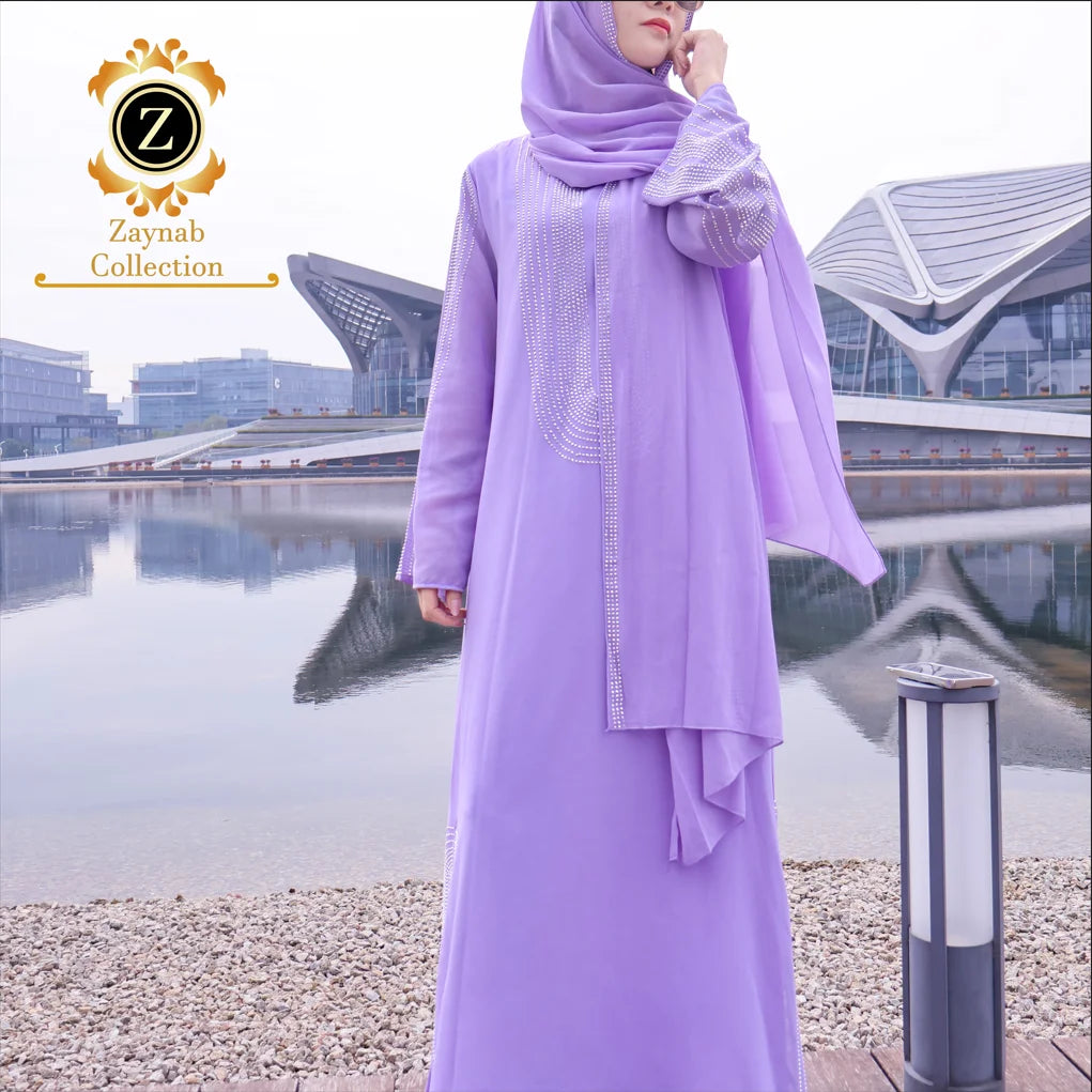Zaynab Abaya Elegant Islamic Dress Satin Fabric Material Islam Clothing Abaya Women Muslim Dress Abaya