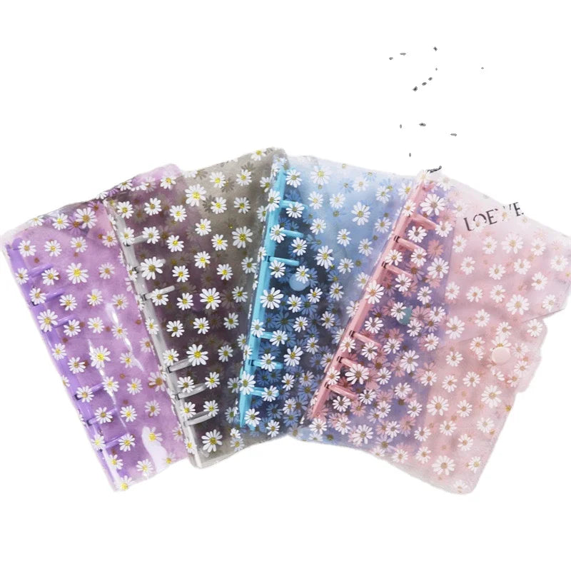 2025 New Creativity Stationery A6 Daisy Diary Notebook Cover Custom Logo 6 Rings PVC Binder for Photo Album Promotion Use Gift