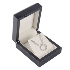 Custom Logo Wedding Proposal Gift Pendant Earring Black Box Wood Wooden Luxury Gift Pendant Jewelry Package Box