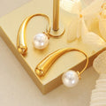 Hot Sale Gold Plated Stainless Steel Irregular Pearl Earrings Titanium Steel Freshwater Pearl Stud Earring for Party