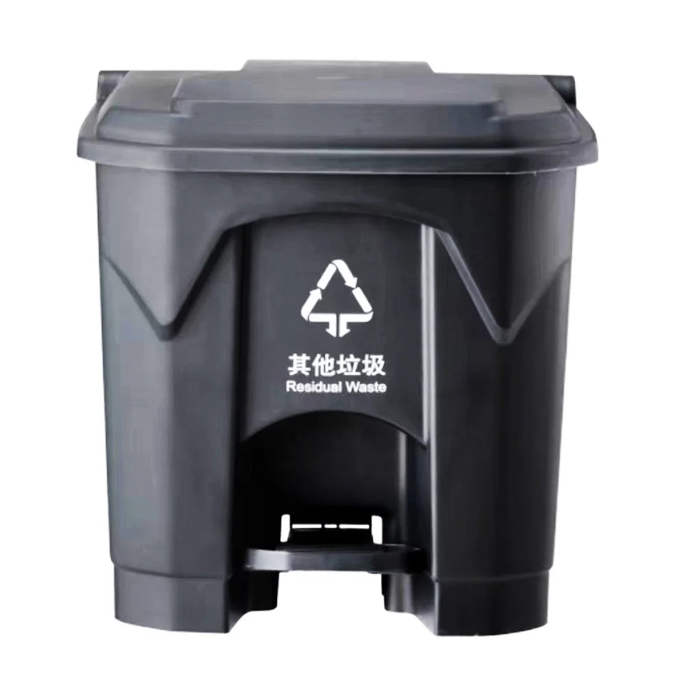 O-Cleaning 30L Indoor Thick Plastic Foot Pedal Kitchen Trash BinOutdoor Hands-Free Classified Garbage Container for Yard/Garage