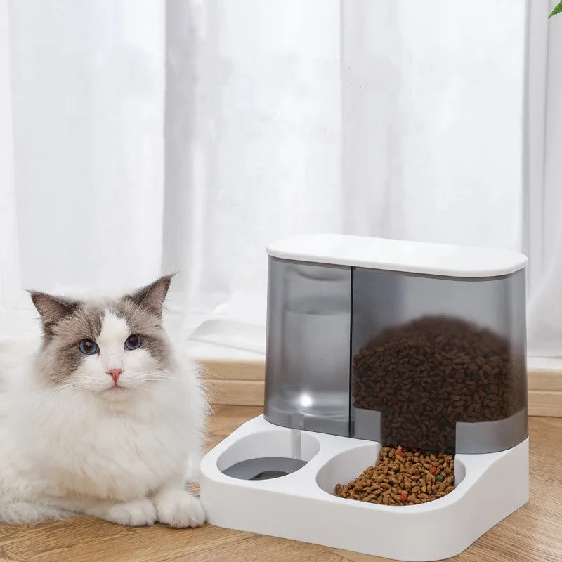 Pet Automatic Feeder Water Fountain Dog Cat Bowl Colorful Detachable Transparent Storage Bucket With Bottle