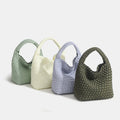 Customization Neoprene Woven Handbag Large Capacity Waterproof Knitted Bag  Solid Color Weave Small Tote  Beach CrossBody Bag