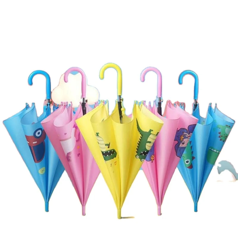 LOTUS Custom Logo Children's Auto Open Umbrella Cute Boys Girls New Cartoon Design for Kindergarten Primary School Plastic