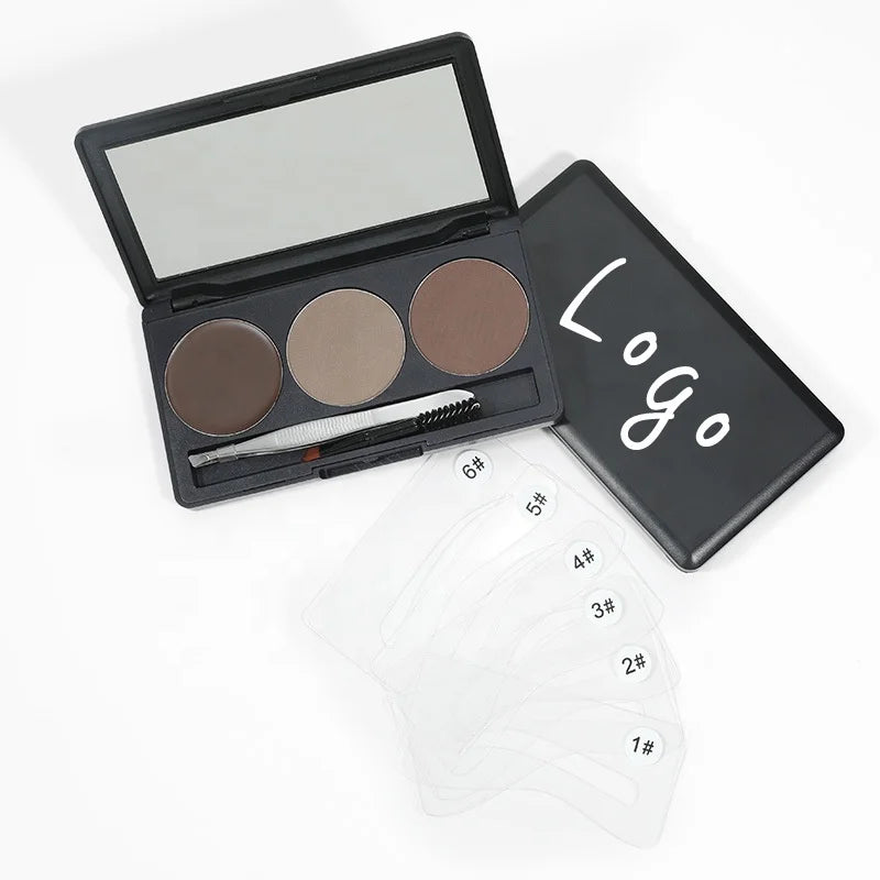 Natural Eyebrow Powder Kit Makeup Eye Brow Powder Stencil Pressed Waterproof Cosmetic Eyebrow Powder
