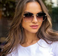 Wholesale Square Frameless Gradient Sun Glasses Fashion Trendy Women Sunglasses Rimless