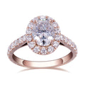 Messi Jewelry 14k Rose Gold 6*8mm Oval Cut DEF Moissanite Engagement Ring