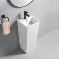 Park Outdoor Lavabo Sur Pied Pedestal Hand Wash Sink European Pure White Square Ceramic Bathroom Wash Basin