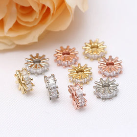 Popular 6Mm 8Mm Micro Pave Zircon Circular Beaded Spacer Non Fade 14K Gold Plated Bead Spacer for Crystal Diy Jewelry Accesory
