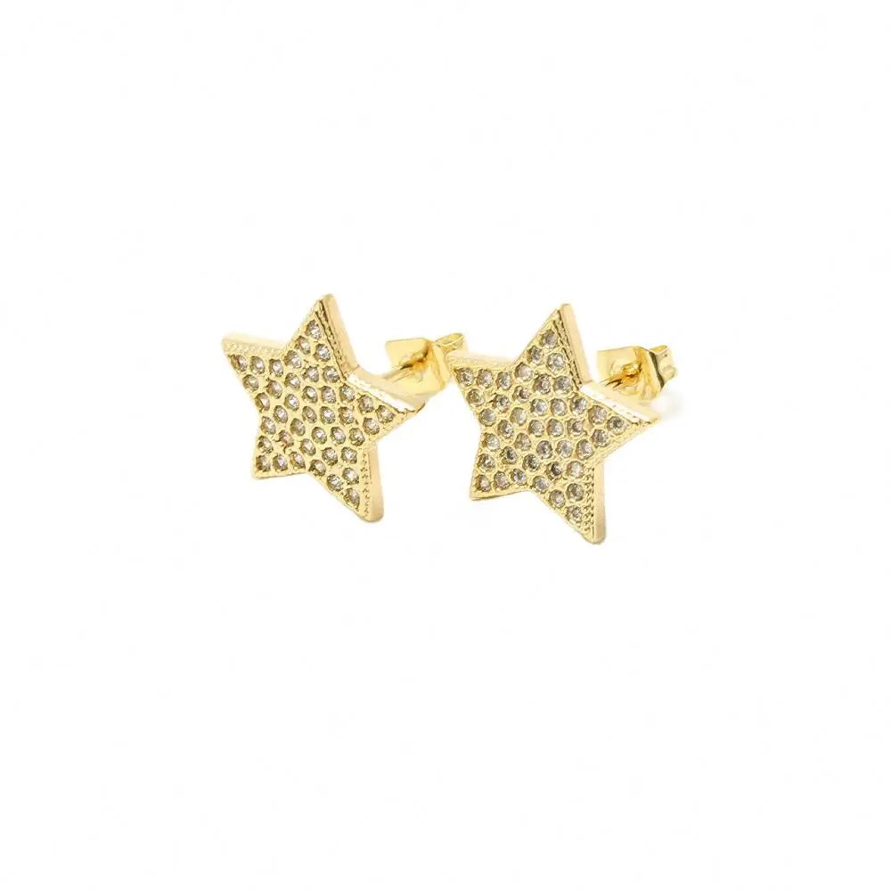 New Fashion Brass Wholesales Women Star Zirconia Crystal Shiny Stud Earring for Jewelry Gift