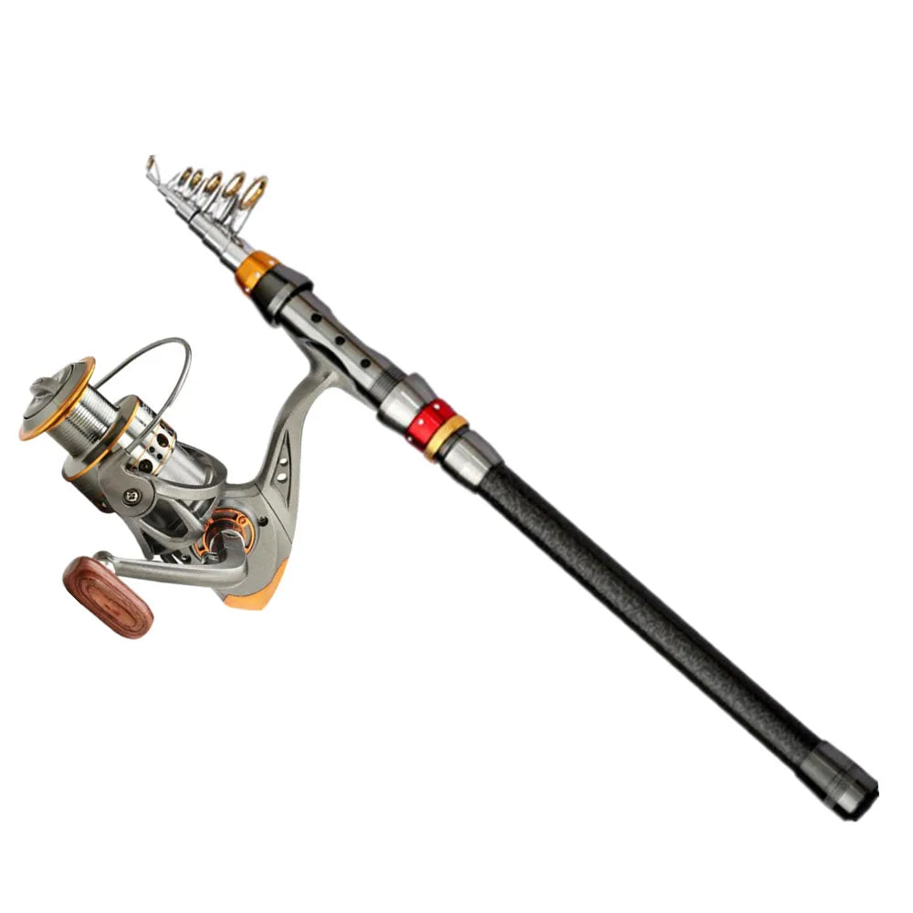 1.8-3.6m Telescopic Fishing Rod and Reel Wheel Portable Travel Fishing Rod Spinning Fishing Rod Combo