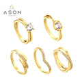 Ason Jewelry Custom Wholesale Stainless Steel Plating18K Gold Diamond Wedding Rings Couple Heart Statement Rings for Women
