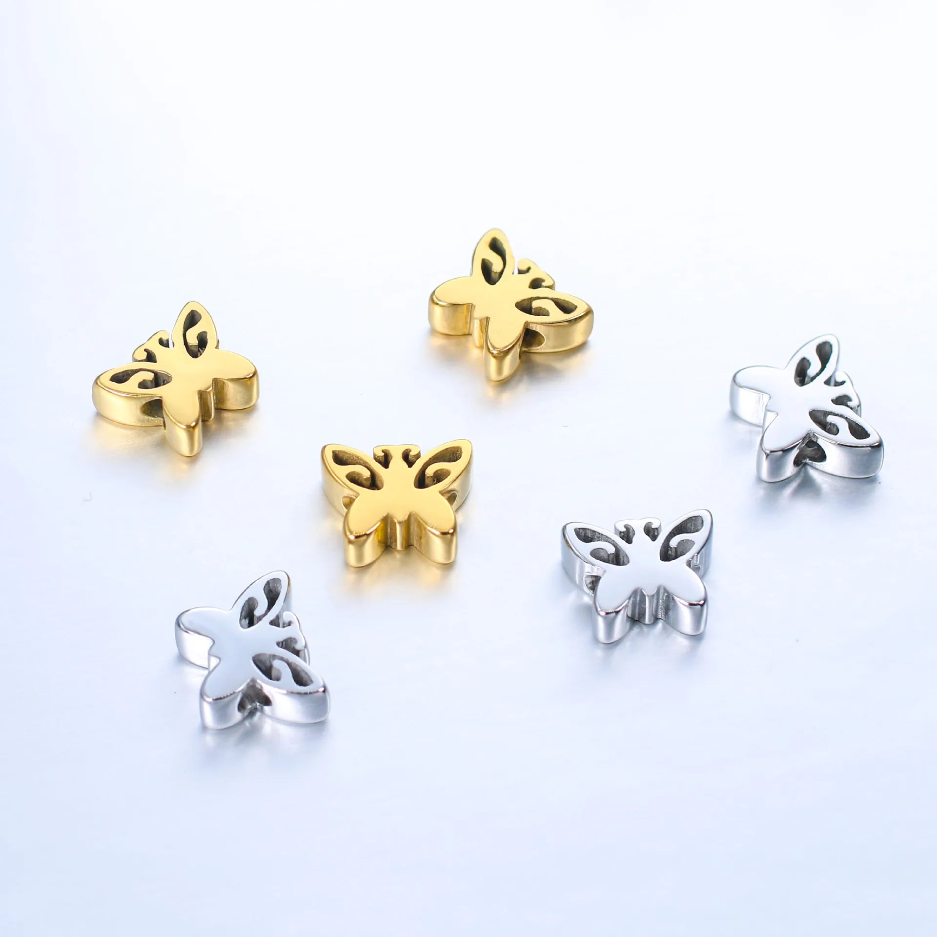 Mirror Polished Cute Stainless Steel Blank Stamping DIY Jewelry Making Small Butterfly Charms for Women 7.5*9MM