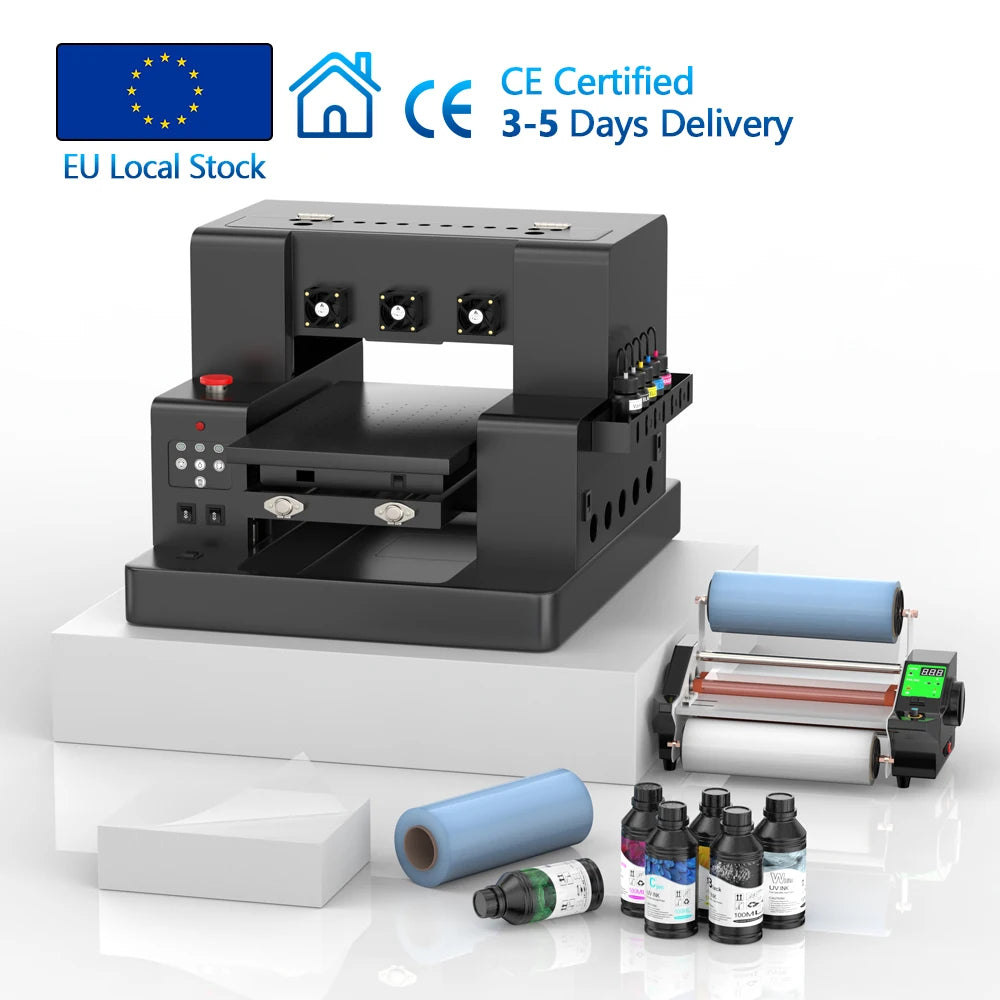 EU Stock Multi Function Inkjet Printers A3 UV Printer Machine UV DTF Flatbed Printer for Wood Glass Tile Candle Bottle Pvc Card