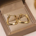 Simple Design Gold Plating Chunky Hoop Earrings High Polished Irregular Geometric Square U Shape Clip on Earrings