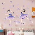 Purple Feather Butterfly Wall Sticker Dancing Ballet Dancer Mural Self-adhesive and Removable Wallpaper Living Room Decals