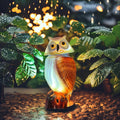 Momovalley 360 Degree Rotating Owl Decoy Mimics the Wind and Rain Shelter Device Decoration Garden Owl LED for Birds