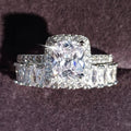 2022 Simple Fashion Silver Promise Couple Wedding Engagement Exquisite Rhinestones Zirconia Rings Set for Lover Gifts /