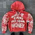Custom Puff Print Hoodie 600 400 500gsm Rhinestone Hoodie Custom logo Wholesale Acid Wash Zip up Distressed Hoodie Manufacturer