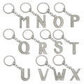 Full Crystal Initial Letters Rhinestone UV Printed Plastic Carabiner Keychain with Alloy Metal DIY Accessories