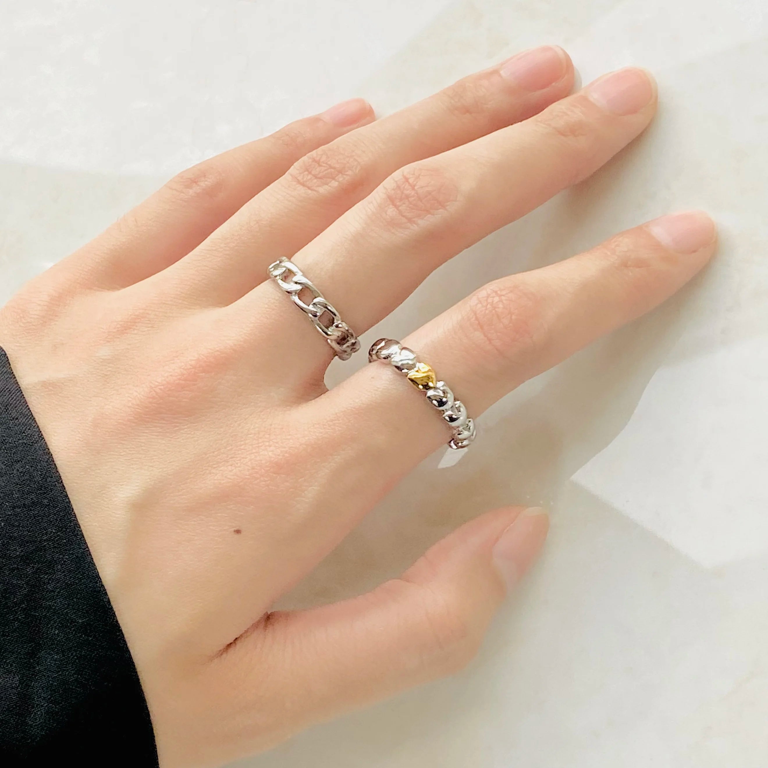 Wholesale Stainless Steel Fashion Eternity Band Rings Luxury Engagement Wedding 18K Gold Plated Heart Shape Daily Wear Link Ring