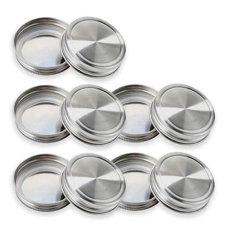 Silver 304 Stainless Steel Mason Jar Lid 70mm Screw Cap Mason Jar Storage Canning Lid Caps with Silicone Seals
