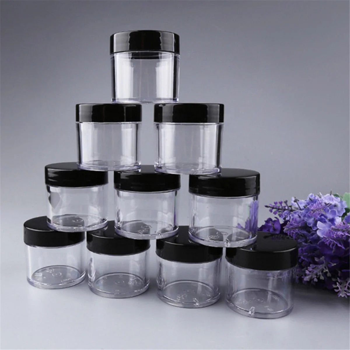 30ml/40ml/50ml Transparent Plastic Empty Pot Bottle Nail Art Polish Glitter Powder Acrylic Cosmetic Container Jar