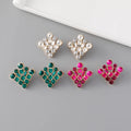 Diamond Crystal Ear Stud Earrings for Women Sparkly Bridal Rhinestone Geometric Pattern Studs Gold Jewelry for Wedding Party