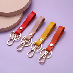 Simple PU Leather Keychain Gift Wristlet Keychain for Purse Portable Wallet Accessories Wholesale