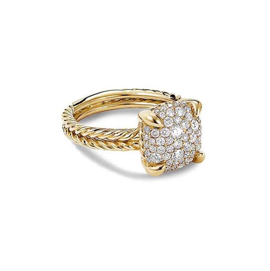 Manufacturer Brass Jewelry Wholesale Luxury White CZ Ring 14K 18K Gold Plating Women and Men Ring