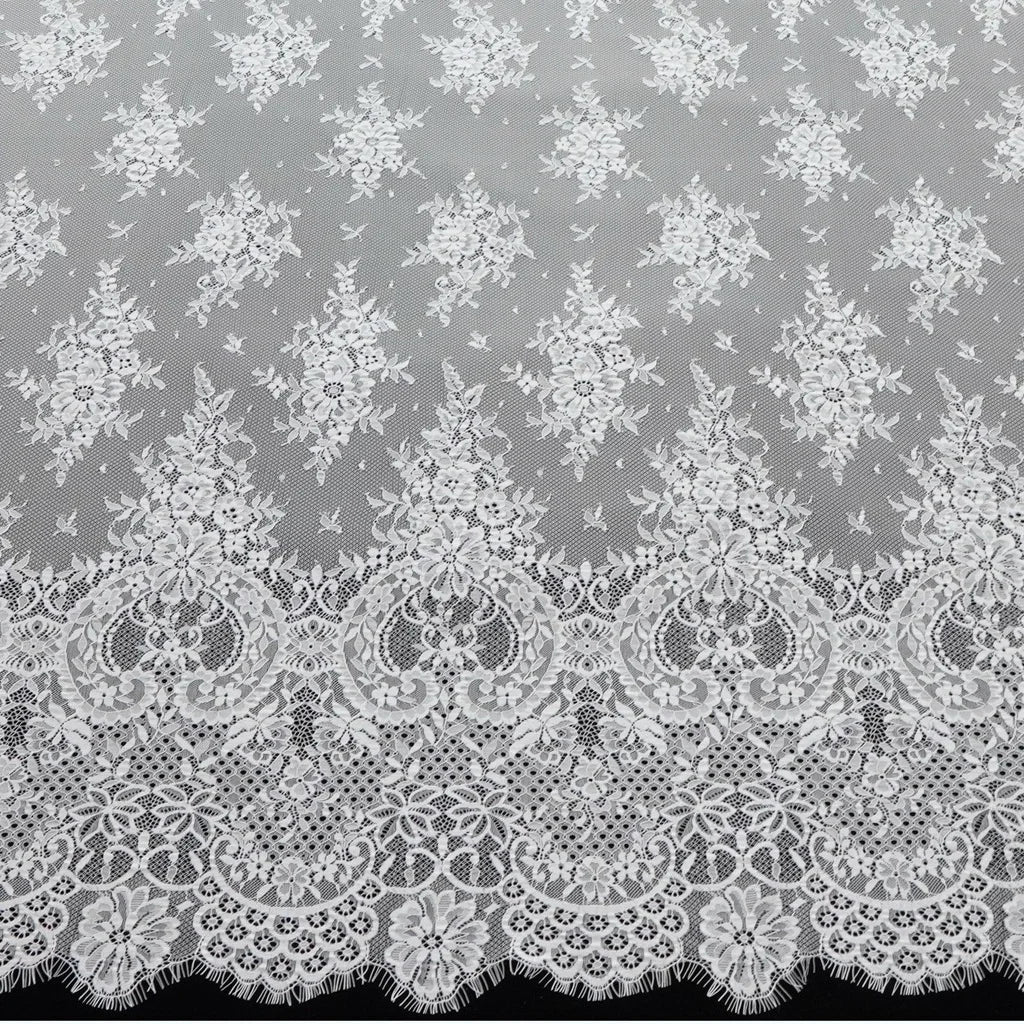 Elegant Dress Flower Chantilly Eyelash Lace Fabric for Bridal Wedding LT21813