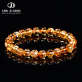 JD Yellow Quartz Reiki Healing Strand Bangles Fashion Wristband Jewelry 7A Natural Golden Quartz Round Beads Bracelet