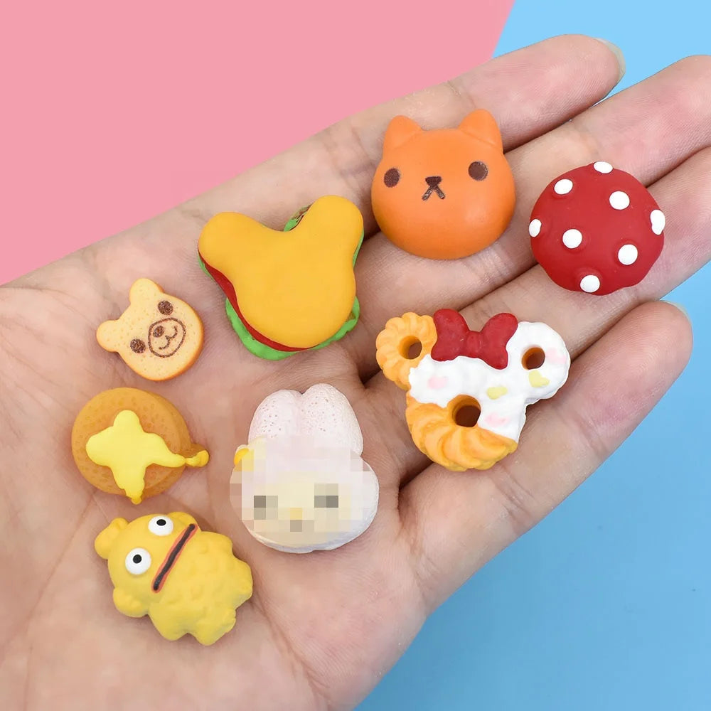 Cute Bread Dessert Charms Resin Cabochons Simulation Food Doll House Decoration for DIY Mobile Phone Hairclip Keychain