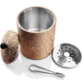 Fashion Durable Double Wall Gold Ice Bucket Leather Stainless Steel Ice Bucket With Tongs