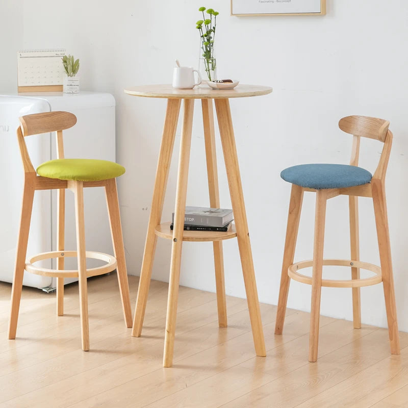 Nordic Solid Wood Backrest Light Luxury bar Chair